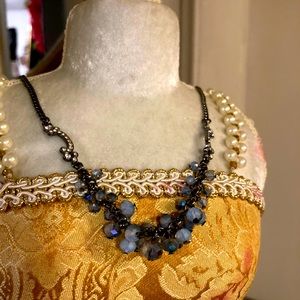 Aquamarine black/Stainless Neclace